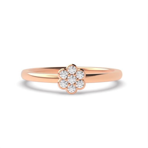 Bezel Setting Round Rose Gold Cluster Diamond Ring