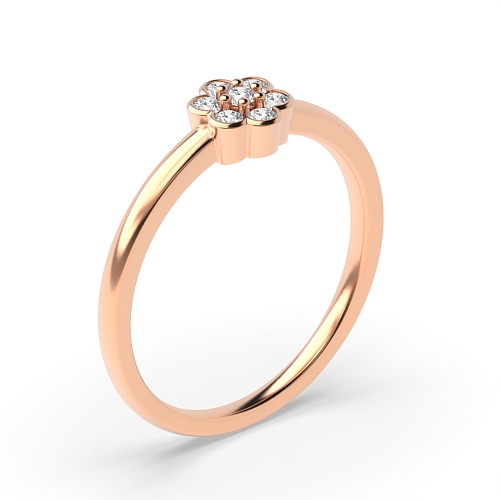 Round Rose Gold Flower look minimalist Engagement Rings