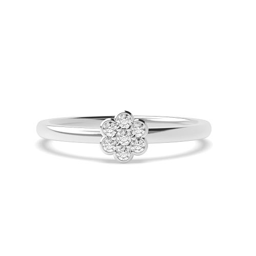 Round Flower look minimalist Moissanite Engagement Rings