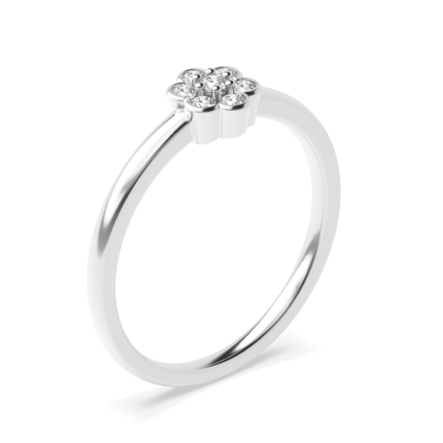 Round Platinum Flower look minimalist Promise Engagement Rings