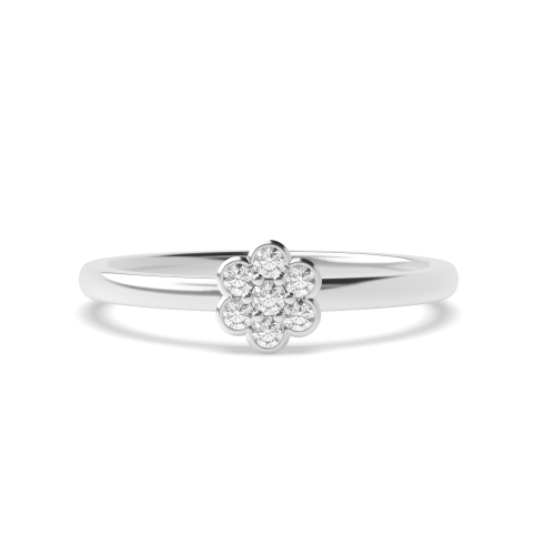 Round Platinum Flower look minimalist Promise Engagement Rings