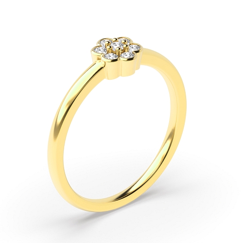 Round Yellow Gold Flower look minimalist Engagement Rings