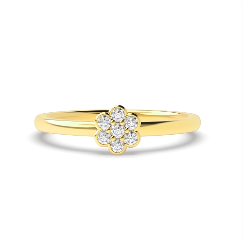 Round Yellow Gold Flower look minimalist Engagement Rings