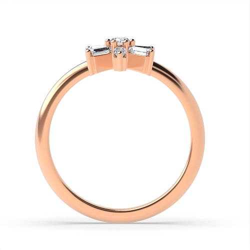 Baguette Rose Gold Flower minimalist Engagement Rings