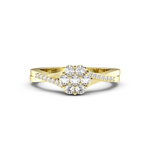 Round Yellow Gold Side Stone Diamond Ring