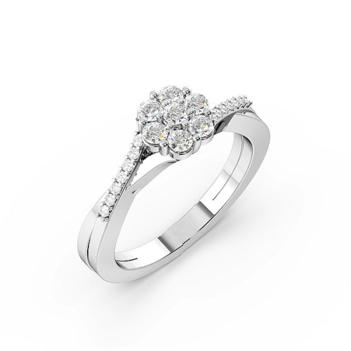 4 Prong Round Precious Side Stone Engagement Rings