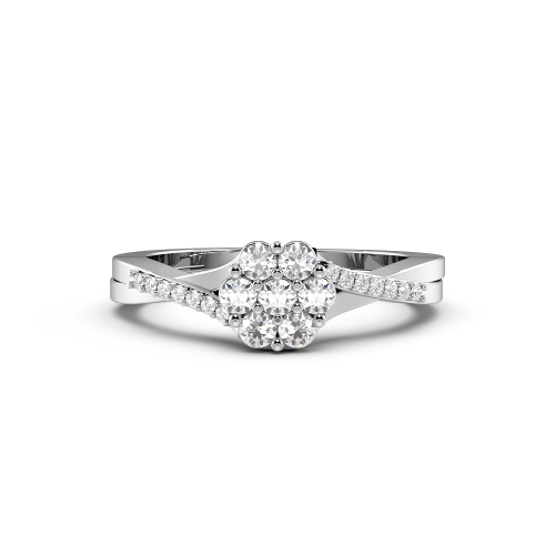 4 Prong Round Precious Side Stone Engagement Rings