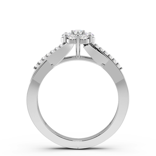 4 Prong Round Precious Side Stone Engagement Rings