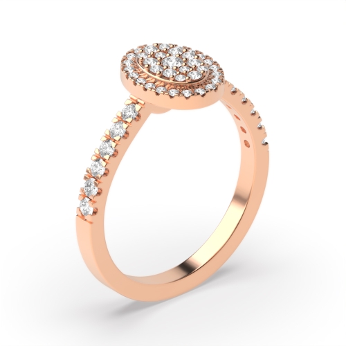 Pave Setting Round Rose Gold Orbit Halo Engagement Rings