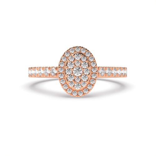 Pave Setting Round Rose Gold Orbit Halo Engagement Rings