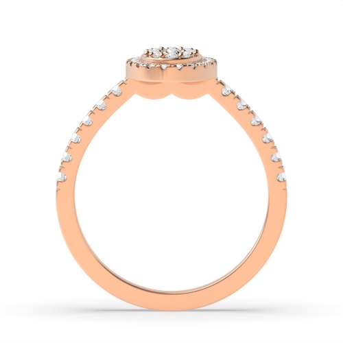 Pave Setting Round Rose Gold Orbit Halo Engagement Rings