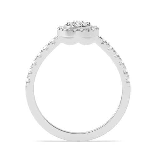 Pave Setting Round Orbit Lab Grown Halo Diamond Ring