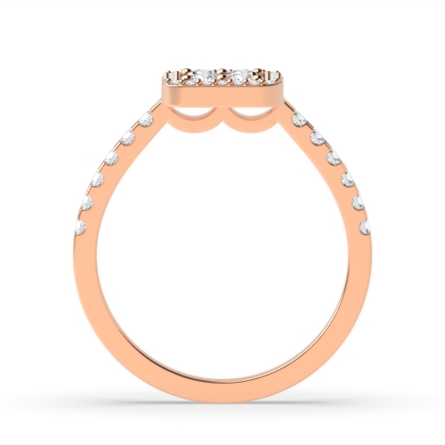 Pave Setting Round Rose Gold Square Halo Engagement Rings