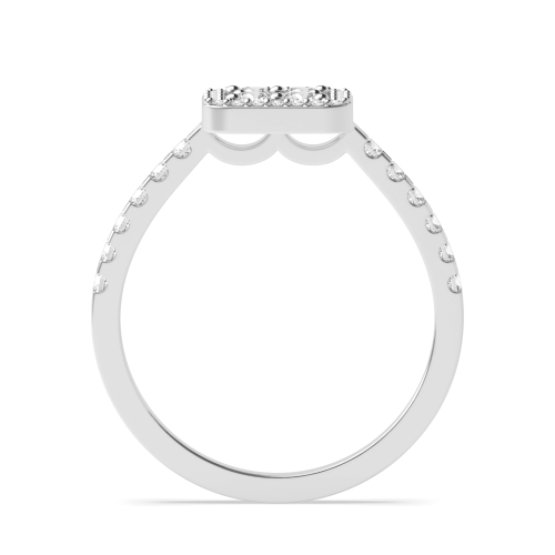 Pave Setting Round Square Lab Grown Halo Diamond Ring