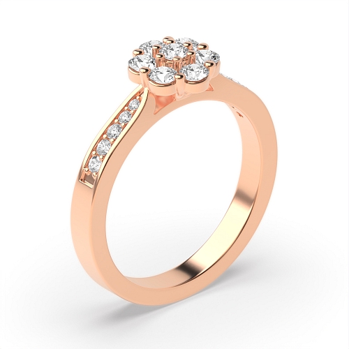 Pave Setting Round Rose Gold Lumina orbit Engagement Rings