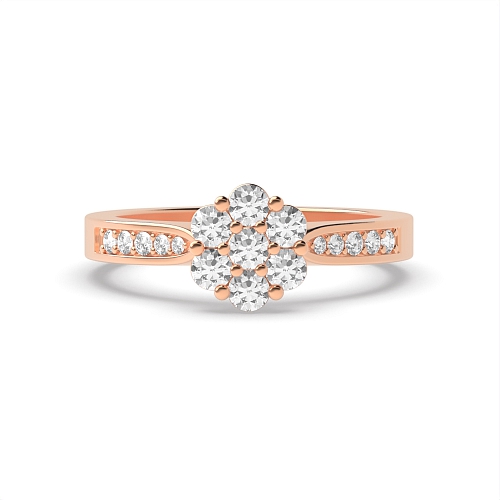 Pave Setting Round Rose Gold Lumina orbit Engagement Rings