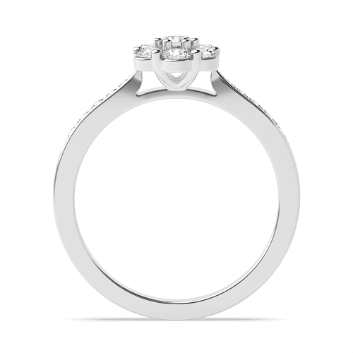 Pave Setting Round Lumina orbit Side Stone Engagement Rings