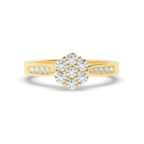 Pave Setting Round Yellow Gold Lumina orbit Engagement Rings