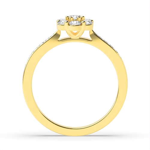 Pave Setting Round Yellow Gold Lumina orbit Engagement Rings
