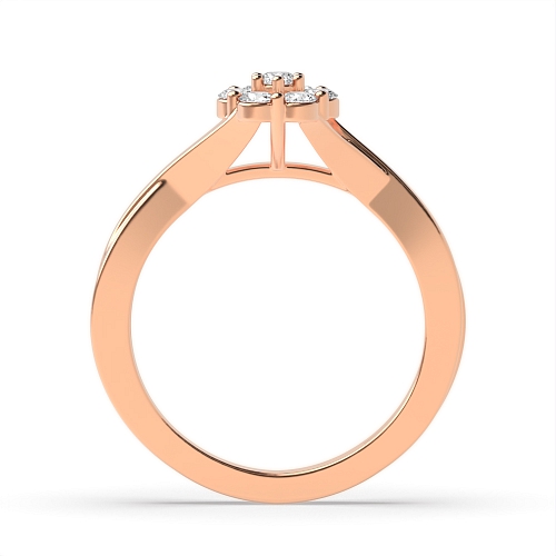 Pave Setting Round Rose Gold Crossover side Engagement Rings