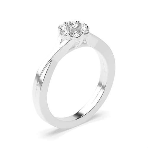Pave Setting Round Crossover side Moissanite Engagement Rings