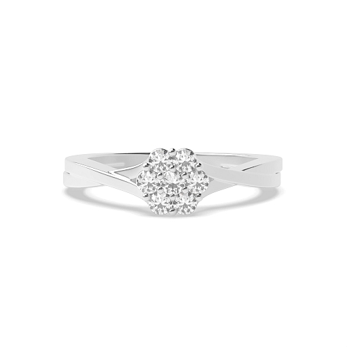 Pave Setting Round Crossover side Moissanite Engagement Rings