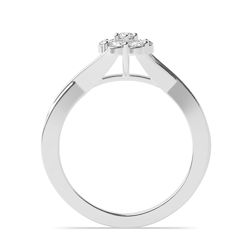 Pave Setting Round Crossover side Moissanite Engagement Rings