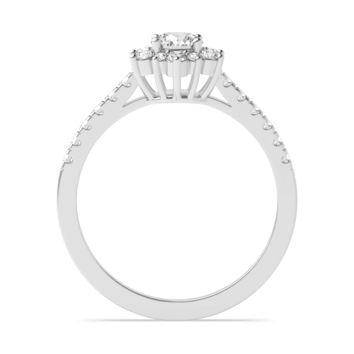 4 Prong Round Flowered shaped halo Engagement Rings