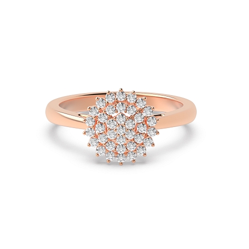 Round Rose Gold Big flower Engagement Rings