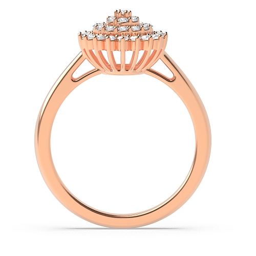 Round Rose Gold Big flower Engagement Rings