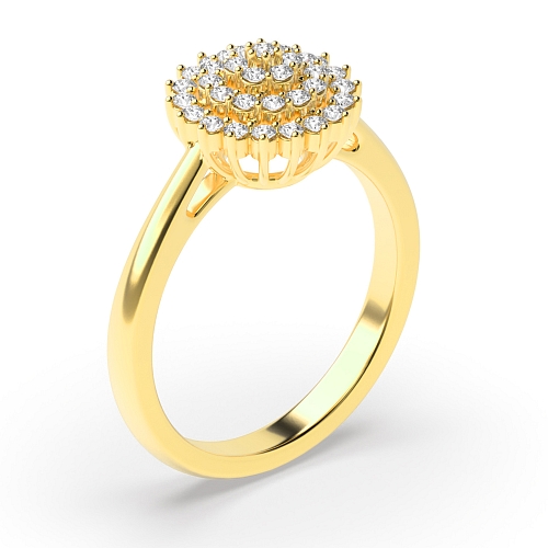 Round Yellow Gold Big flower Engagement Rings