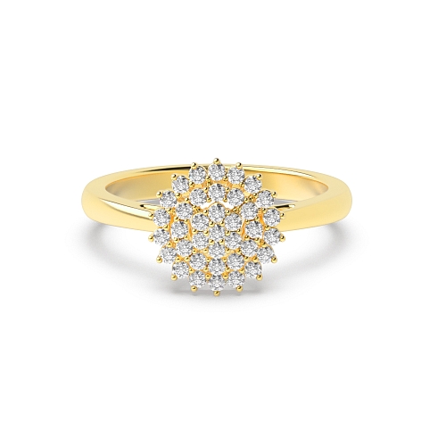 Round Yellow Gold Big flower Engagement Rings