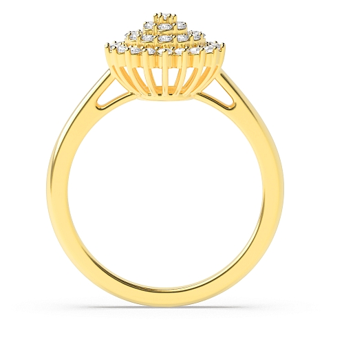Round Yellow Gold Big flower Engagement Rings