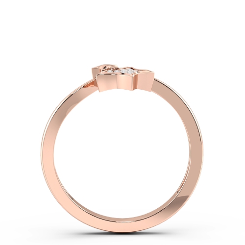Pave Setting Round Rose Gold Two star Diamond Rings