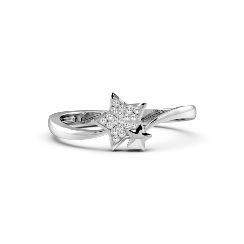 Pave Setting Round Two star Black Cluster Diamond Rings