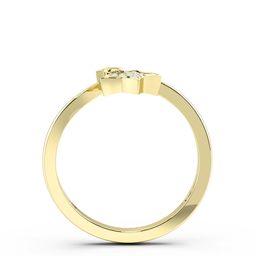 Pave Setting Round Yellow Gold Two star Cluster Diamond Rings