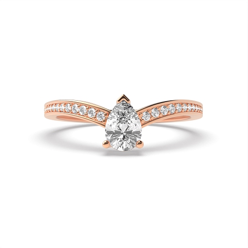 Prong Pear Rose Gold Ethereal Unusual Engagement Rings