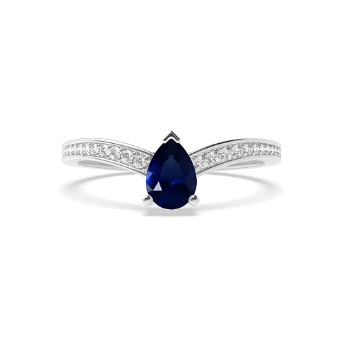 Prong Pear Ethereal Blue Sapphire Engagement Rings