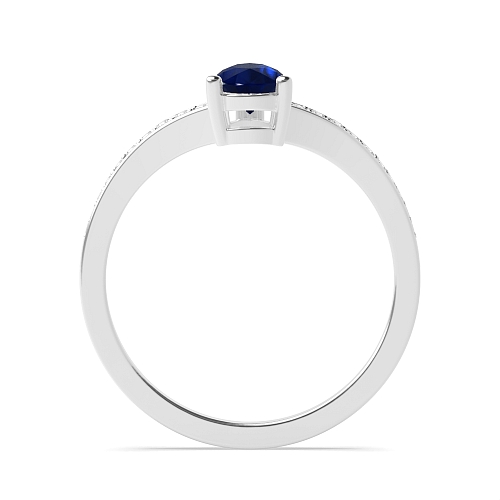 Prong Pear Ethereal Blue Sapphire Engagement Rings