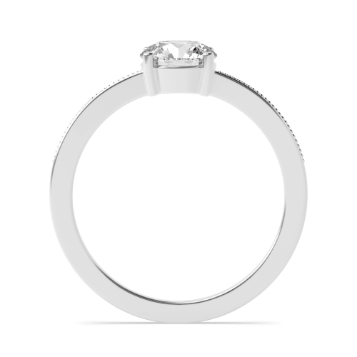 4 Prong Round Miligrain Solitaire Diamond Ring