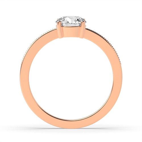 4 Prong Round Rose Gold Miligrain low set Minimalist Engagement Rings