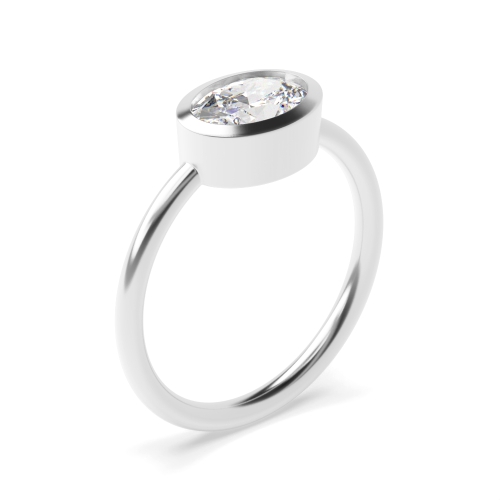 Bezel Setting Oval Classic Solitaire Diamond Rings