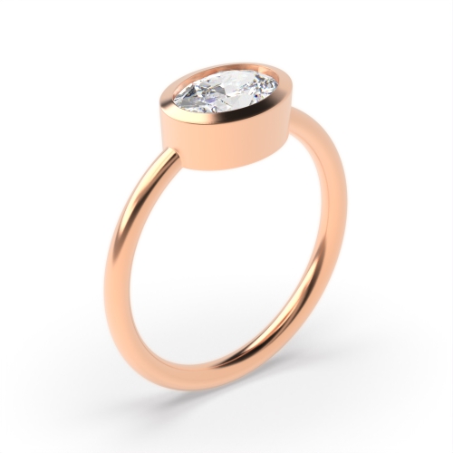 Bezel Setting Oval Rose Gold Petit Minimalist Engagement Rings
