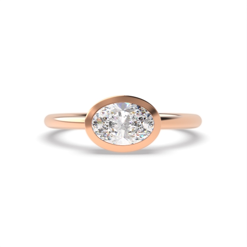 Bezel Setting Oval Rose Gold Petit Minimalist Engagement Rings