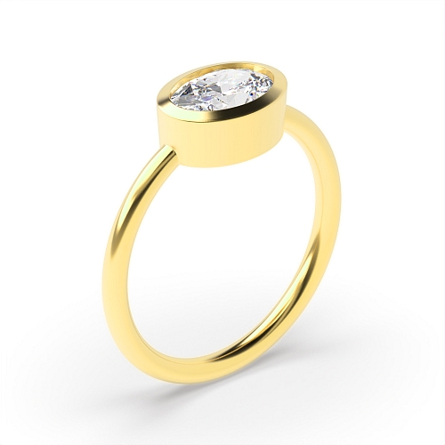 Oval Yellow Gold Petit Minimalist Engagement Rings