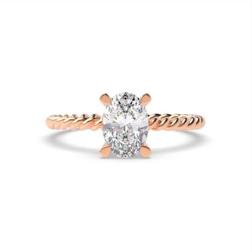 4 Prong Oval Rose Gold Solitaire Diamond Ring