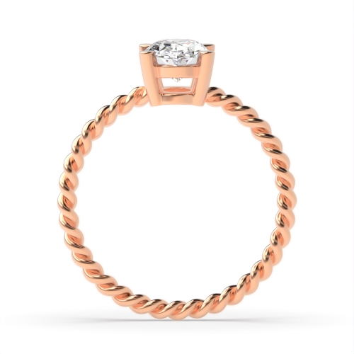 4 Prong Oval Rose Gold Solitaire Diamond Ring
