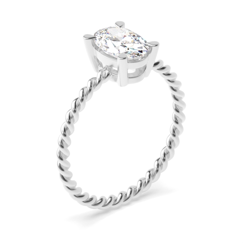 2 carat Oval 4 Prong Rope Band Solitaire Diamond Engagement Rings