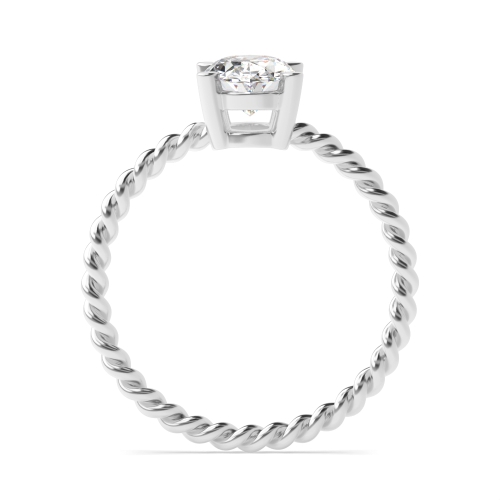 4 Prong Oval Rope Band Lab Grown Solitaire Diamond Ring