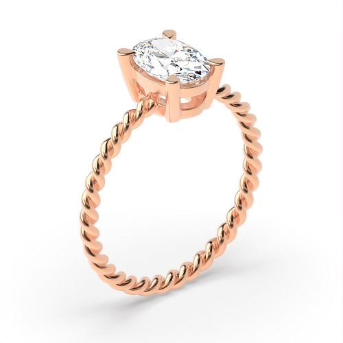 Oval Rose Gold Rope band Minimalist Engagement Rings